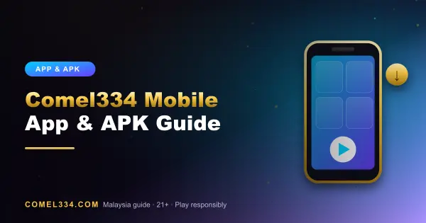Featured image for Comel334 Mobile App & APK Guide: smartphone showing a mobile casino app